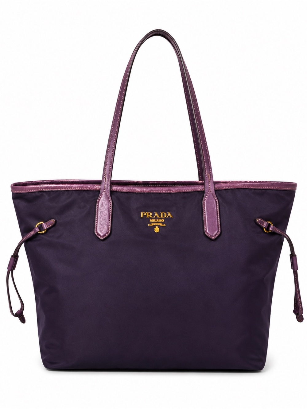 Prada Purple Tessuto Nylon Saffiano Leather Tote Bag